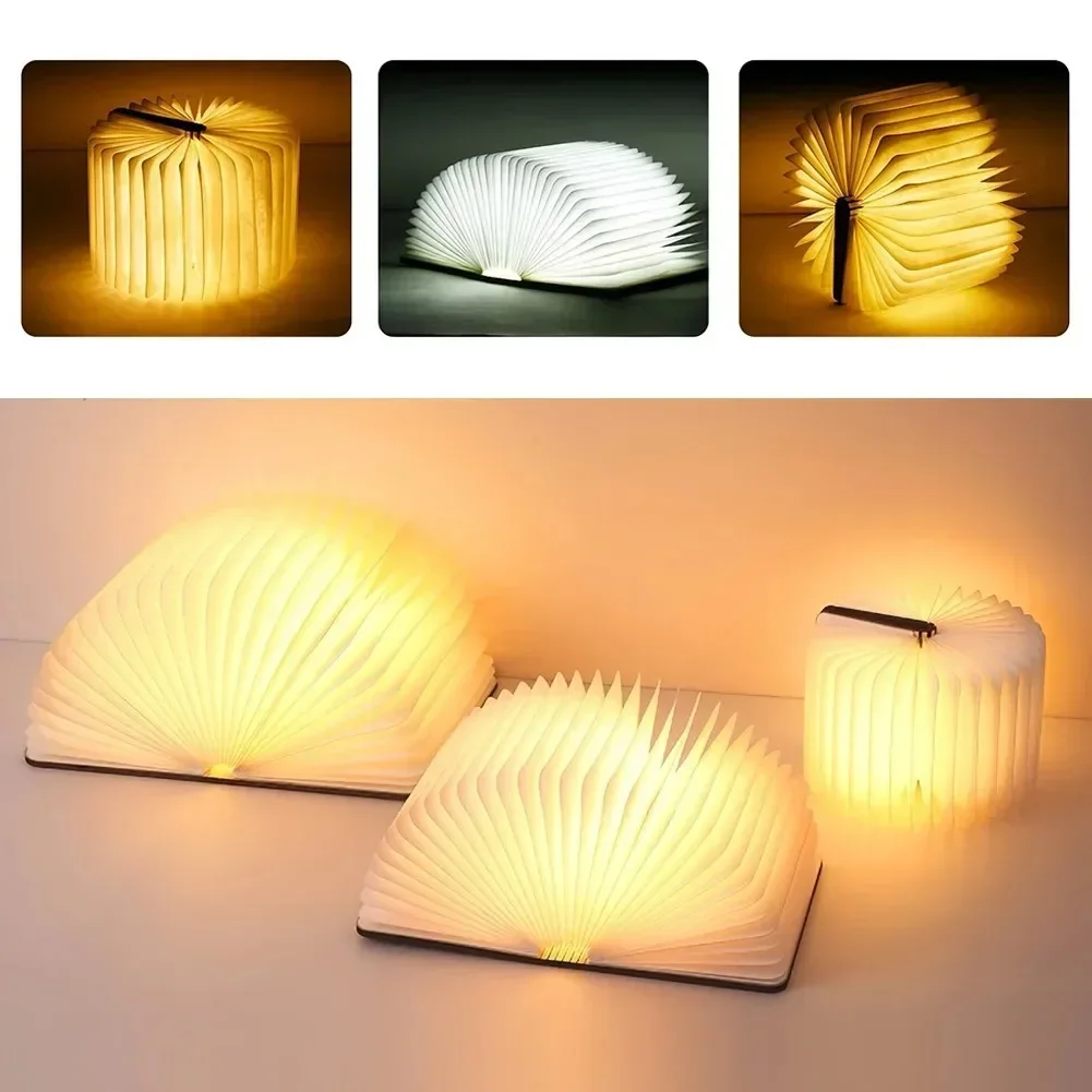 Kids Outdoor Wooden Table - 3D Book Light Folding Wooden Creative