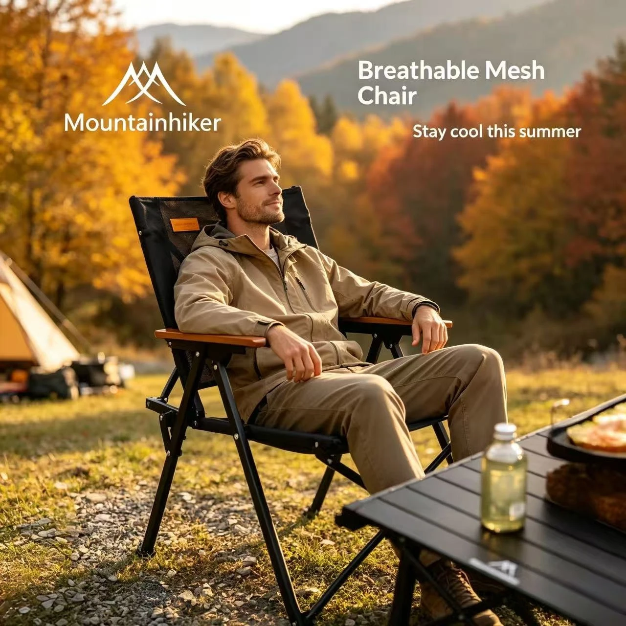 Kids Outdoor Wooden Table - Mountaineer Breathable Mesh Camping Chair Wooden