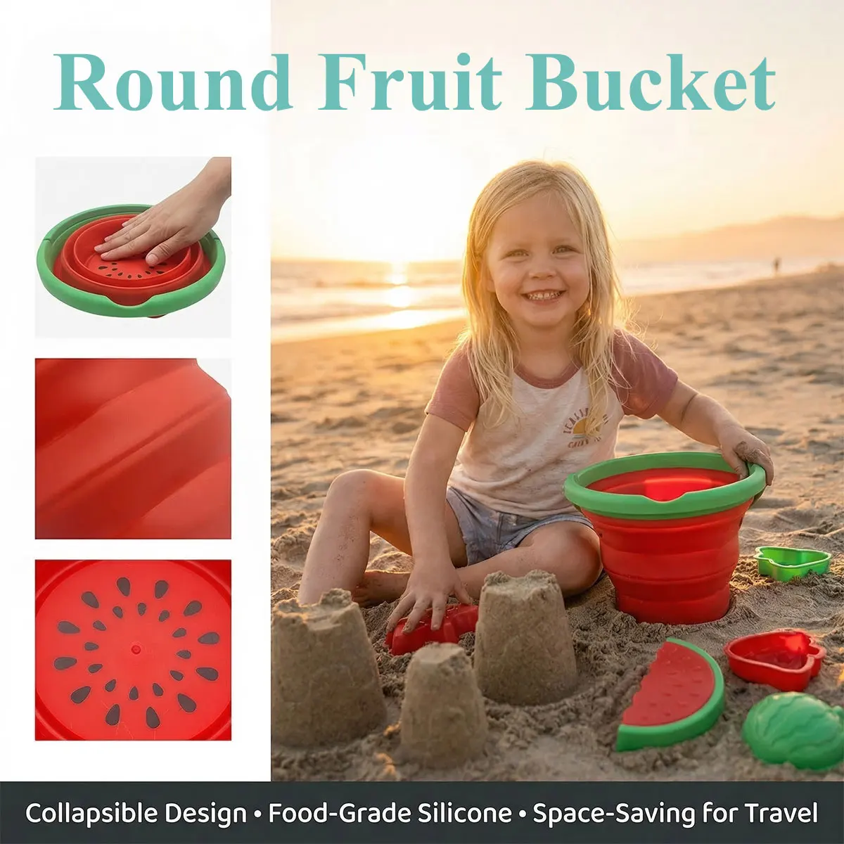 Kids Outdoor Mud Kitchen - Different Foldable Sand Bucket Toy for