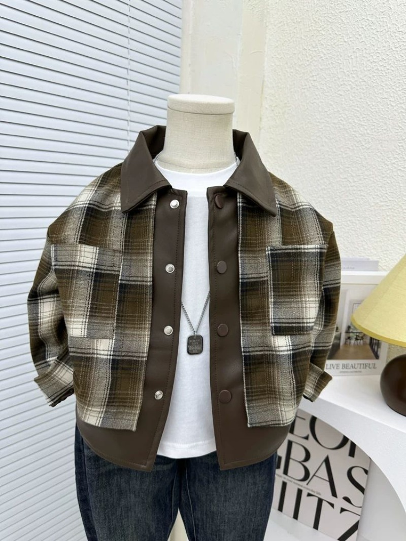 Kids Outdoor Jacket - Children's Plaid Jacket Boys Spring Long
