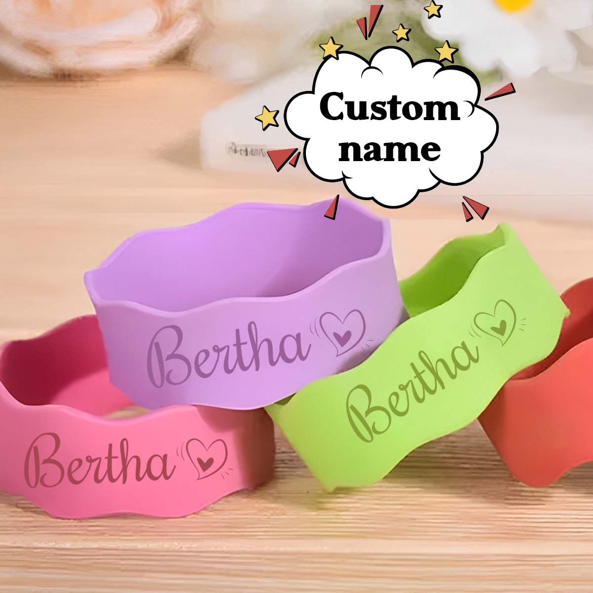 Kids Outdoor Water - Custom Name Silicone Tumbler Sleeve Band