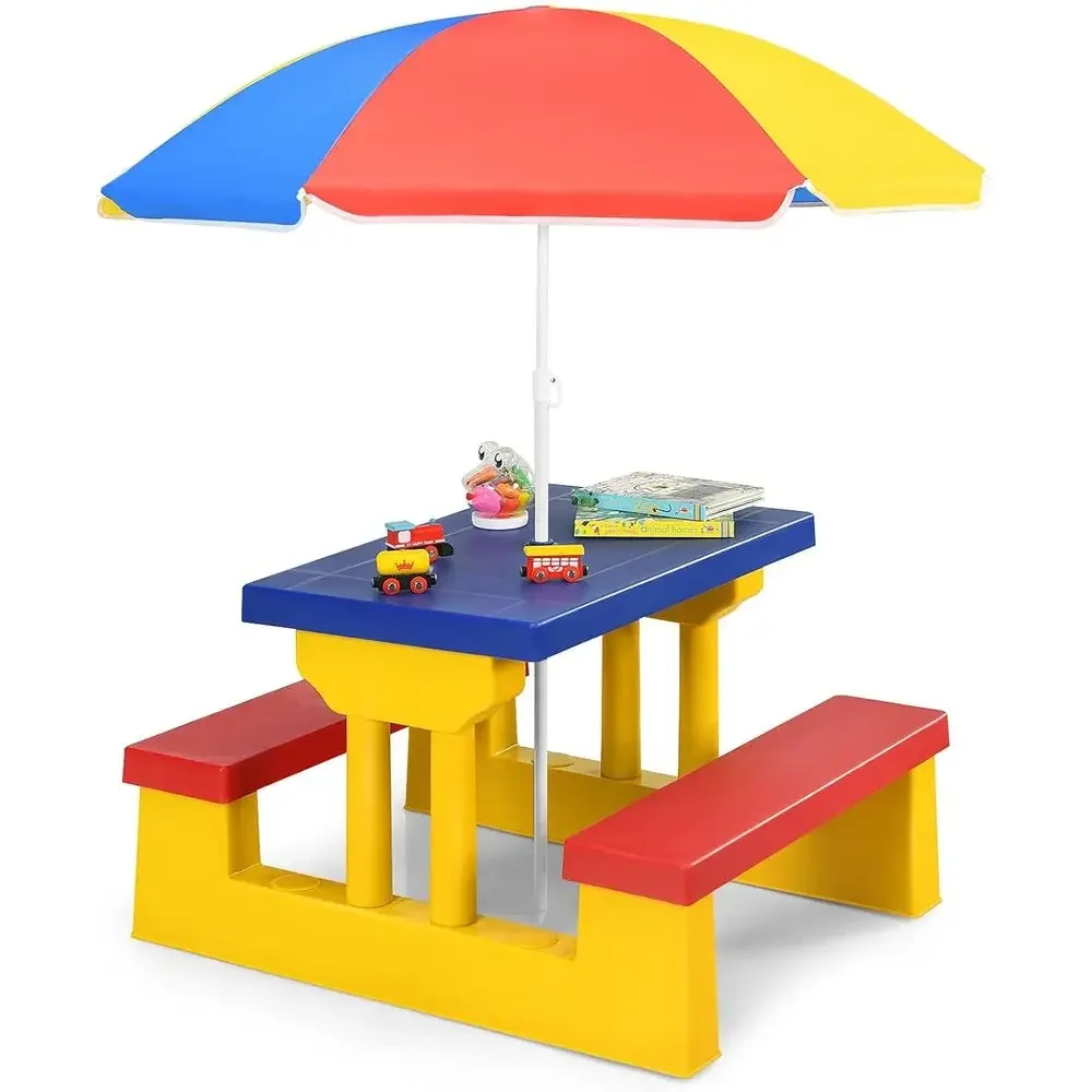 Multicolor Outdoor Kids Picnic - đánh giá và giá Kids Outdoor Bench With Umbrella