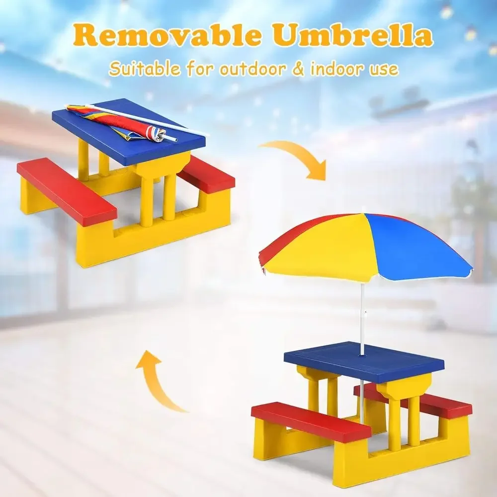 Multicolor Outdoor Kids Picnic - đánh giá và giá Kids Outdoor Bench With Umbrella