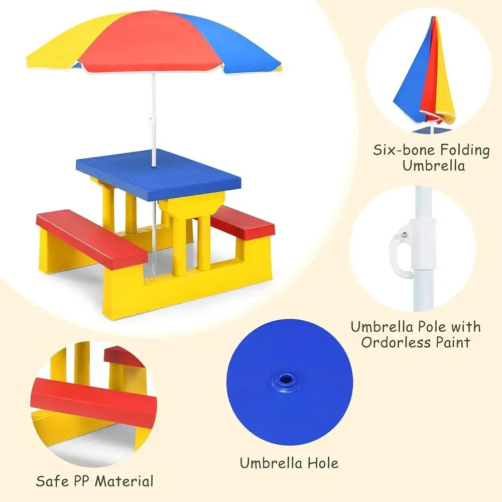 Multicolor Outdoor Kids Picnic - đánh giá và giá Kids Outdoor Bench With Umbrella