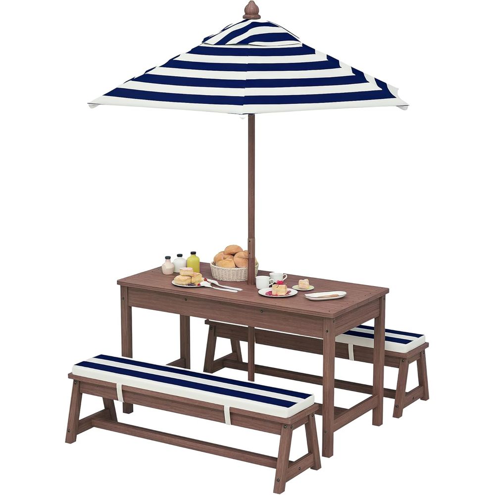 Qaba Kids Picnic Table, Outdoo - đánh giá và giá Kids Outdoor Bench With Umbrella