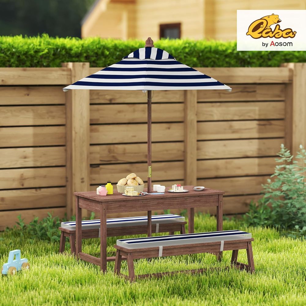 Qaba Kids Picnic Table, Outdoo - đánh giá và giá Kids Outdoor Bench With Umbrella