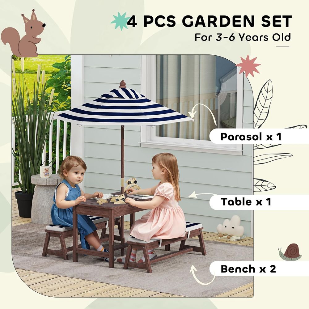 Qaba Kids Picnic Table, Outdoo - đánh giá và giá Kids Outdoor Bench With Umbrella