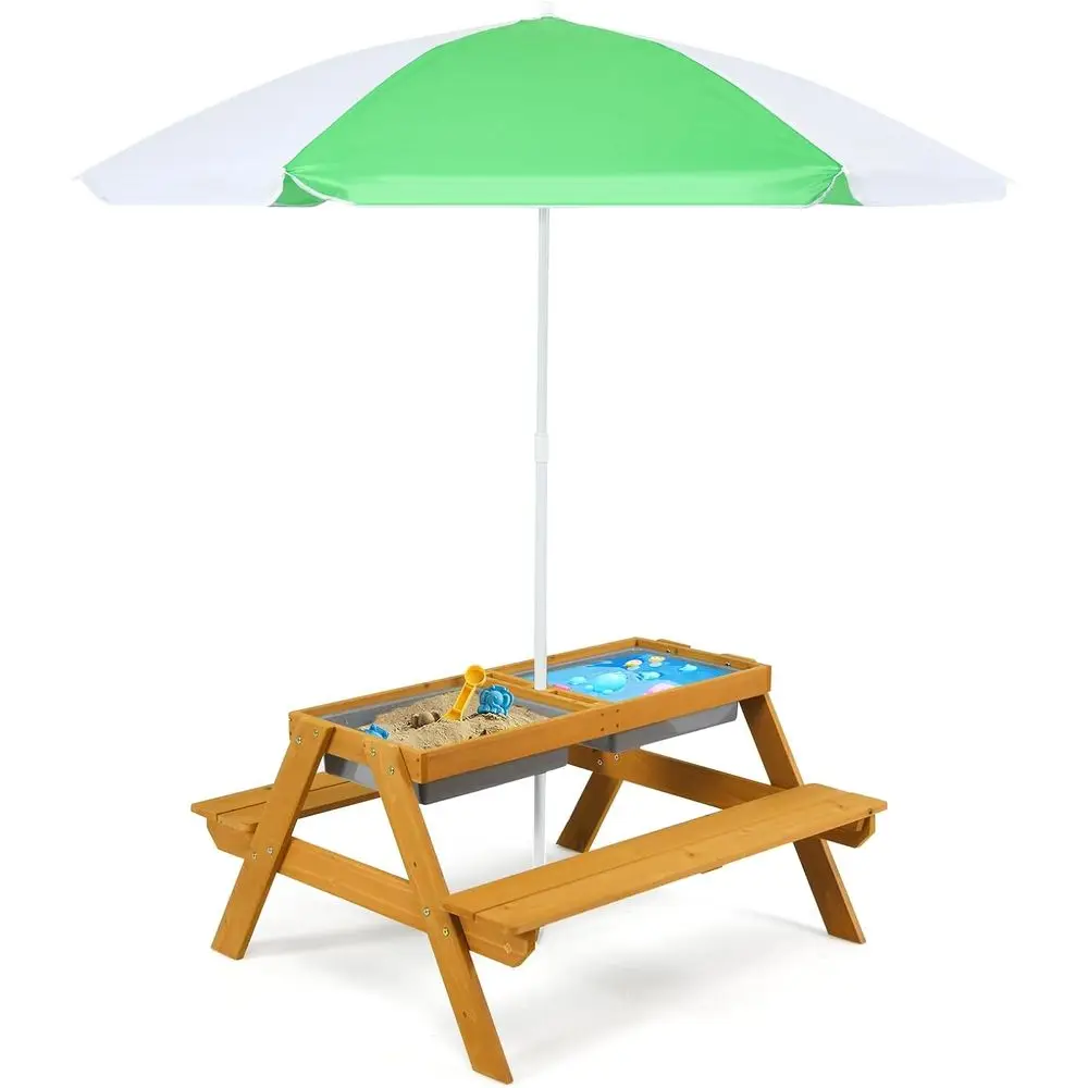 3-in-1 Height-Adjustable Umbre - đánh giá và giá Kids Outdoor Wooden Table