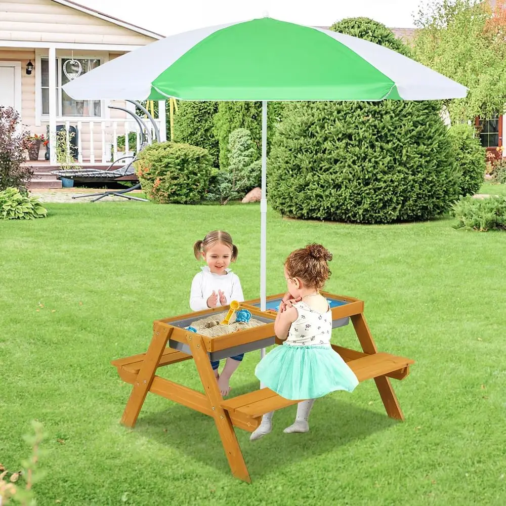 3-in-1 Height-Adjustable Umbre - đánh giá và giá Kids Outdoor Wooden Table