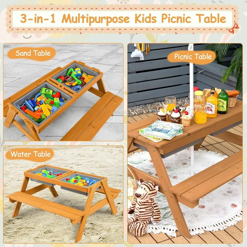 4-in-1 Wooden Sand & Water Pic - đánh giá và giá Kids Outdoor Wooden Table