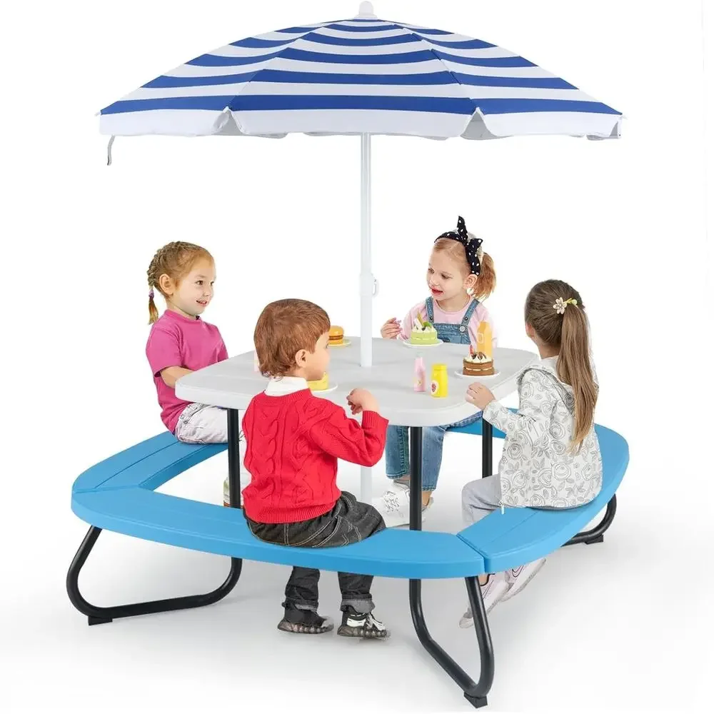 8-Person Kids Picnic Table wit - đánh giá và giá Kids Outdoor Bench With Umbrella