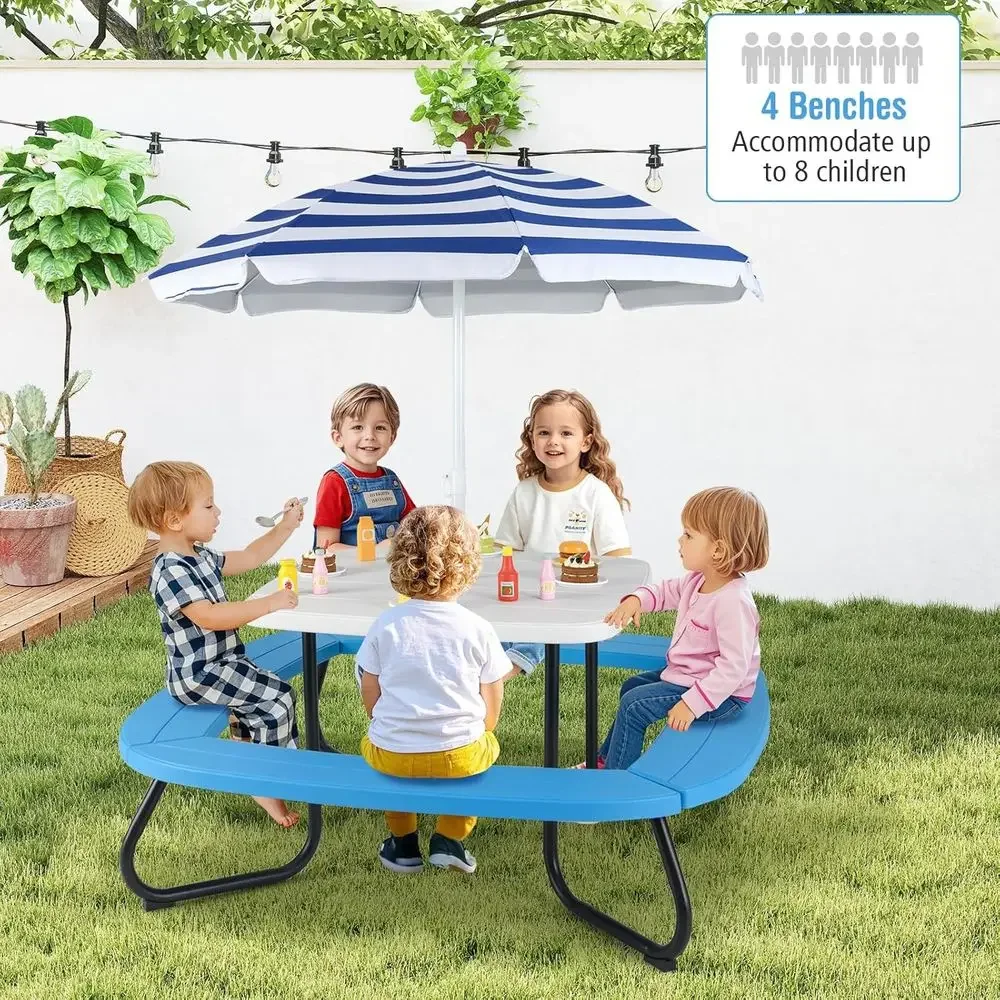 8-Person Kids Picnic Table wit - đánh giá và giá Kids Outdoor Bench With Umbrella