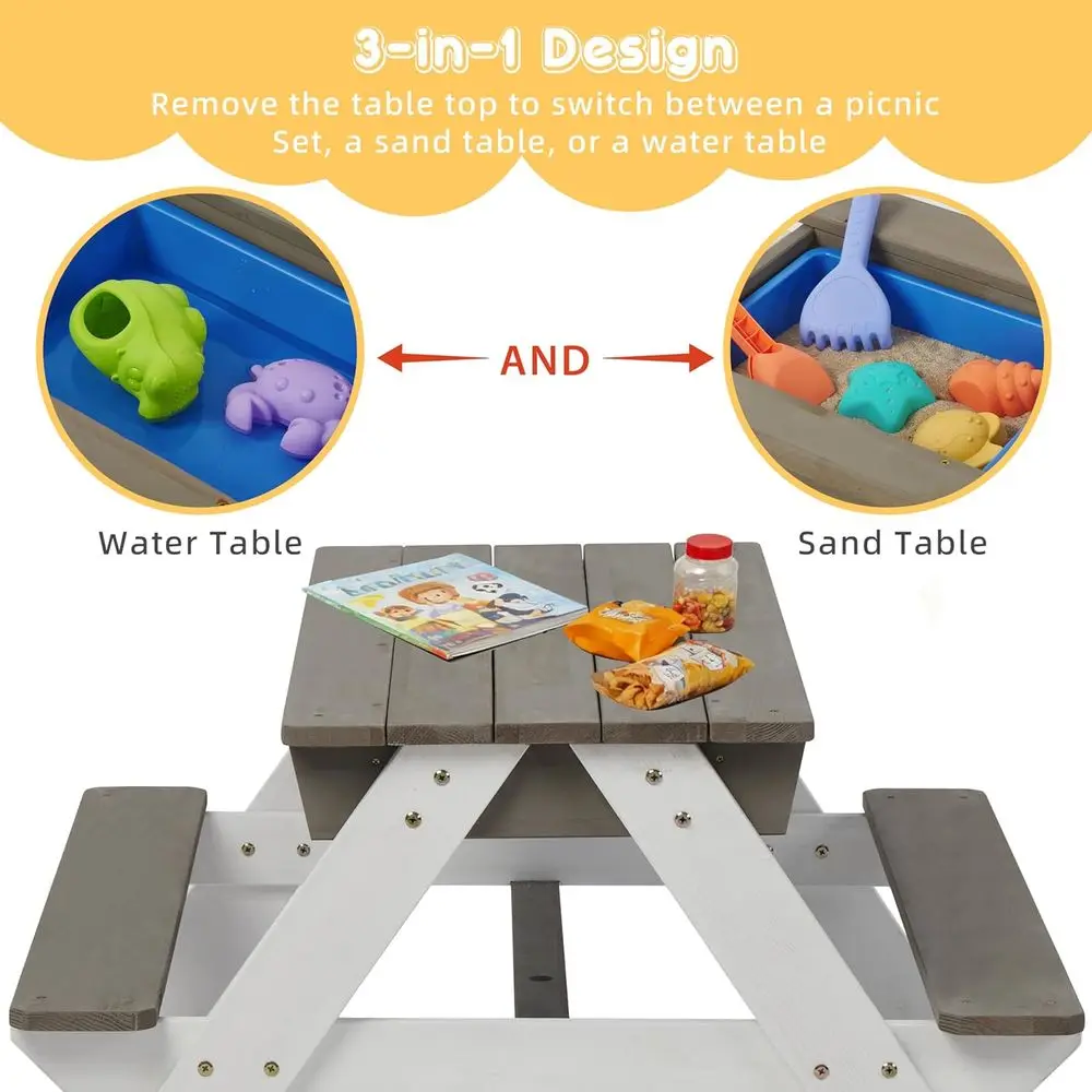 Convertible 3-in-1 Wooden Picn - đánh giá và giá Kids Outdoor Wooden Table