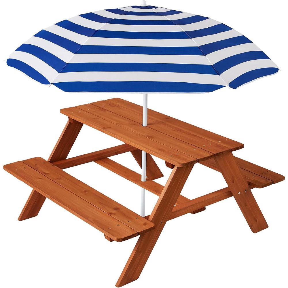 Wooden Kids Picnic Table with  - đánh giá và giá Kids Outdoor Bench With Umbrella