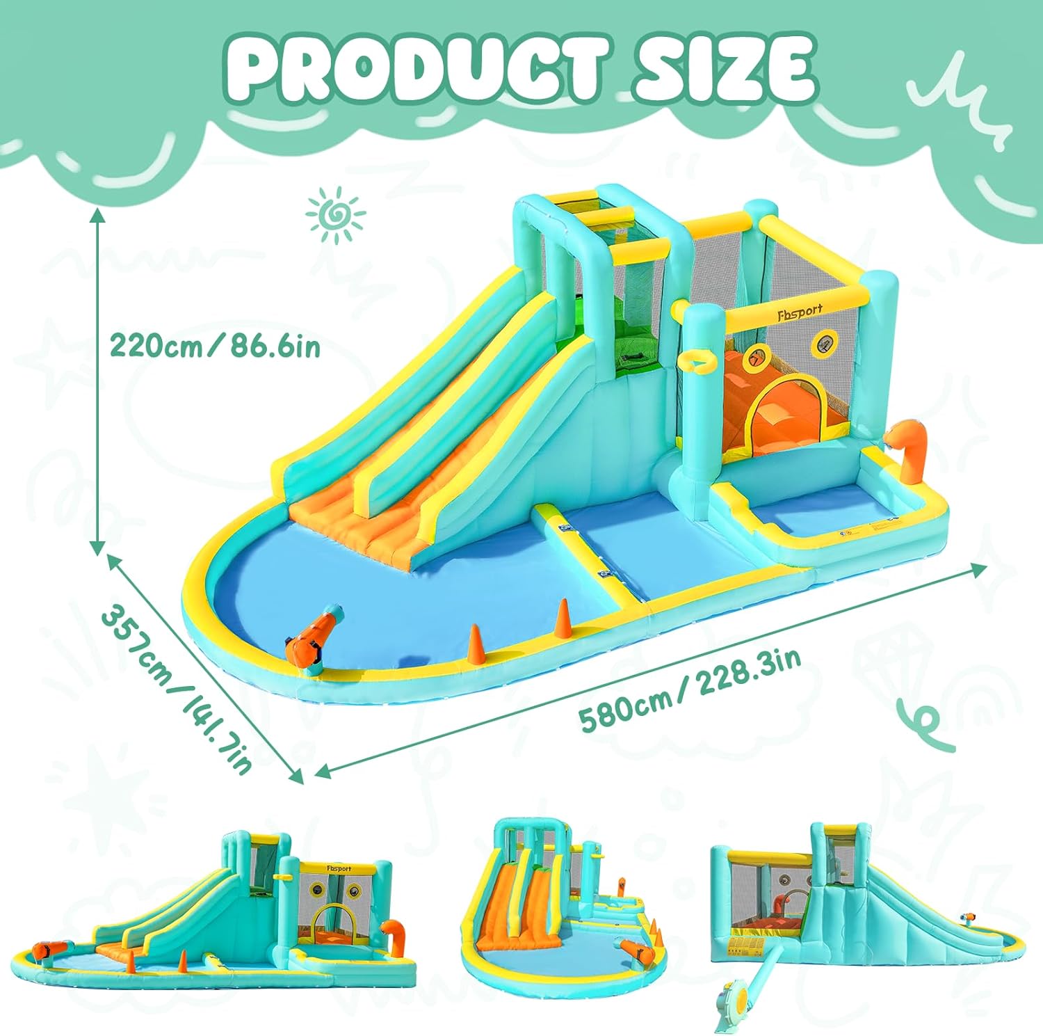 Double Slide Inflatable Water  - đánh giá và giá Kids Outdoor Water
