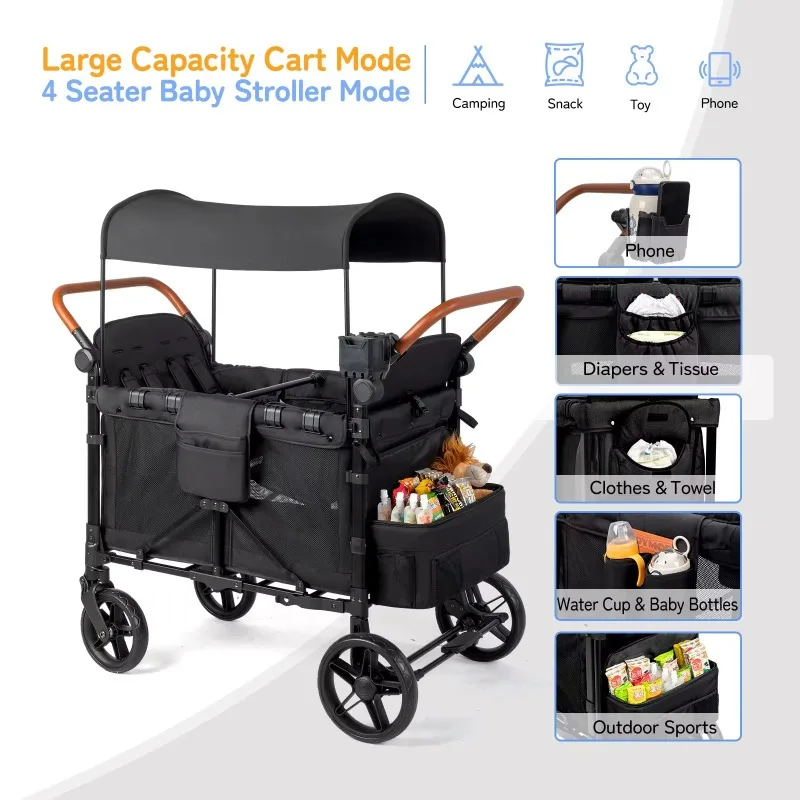 Outdoor Wagon Stroller 4 Seat  - đánh giá và giá Kids Outdoor Wagon