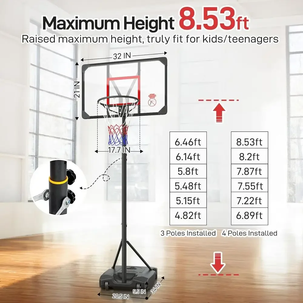 Adjustable Height Portable Bas - đánh giá và giá Basketball Hoop Outdoor