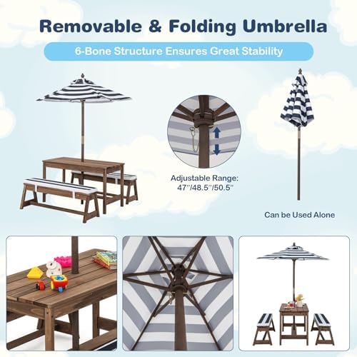 Kids Picnic Table, Outdoor Woo - đánh giá và giá Kids Outdoor Bench With Umbrella