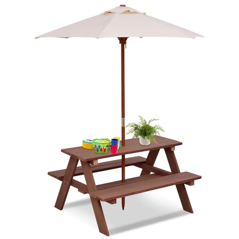 Outdoor 4-Seat Kids Picnic Tab - đánh giá và giá Kids Outdoor Bench With Umbrella