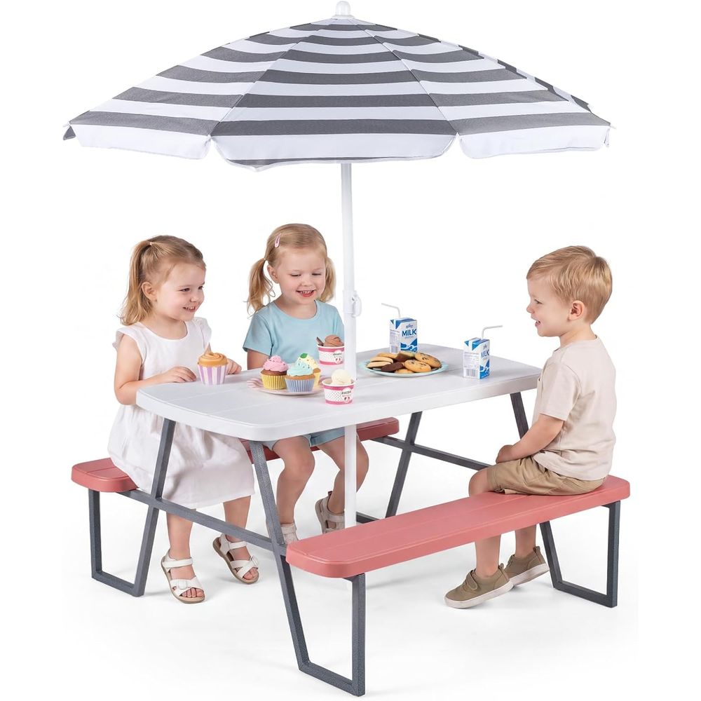 Kids Picnic Table, Toddler Out - đánh giá và giá Kids Outdoor Bench With Umbrella