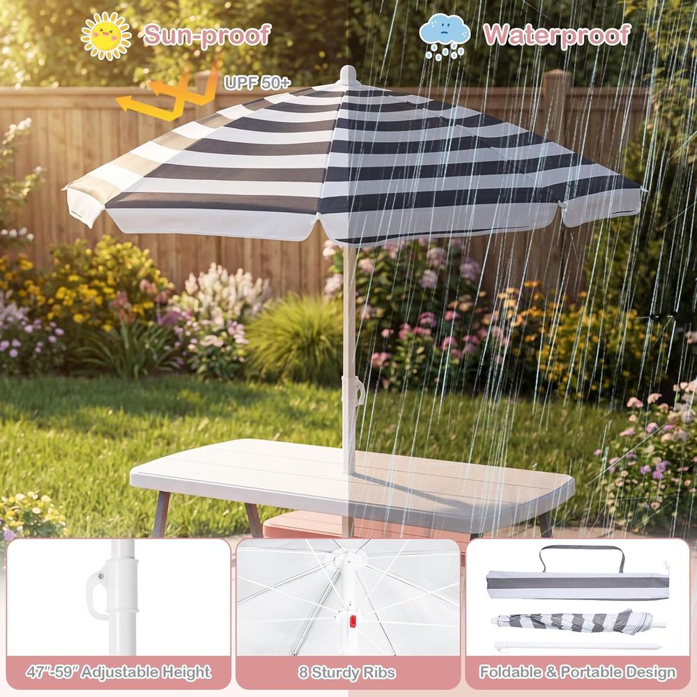 Kids Picnic Table, Toddler Out - đánh giá và giá Kids Outdoor Bench With Umbrella